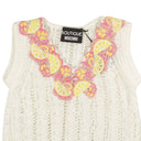 White Embroidered Lemon Crocheted Vest