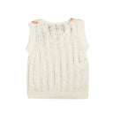 White Embroidered Lemon Crocheted Vest