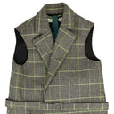 Gray Green Plaid Belt Vest Coat