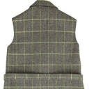 Gray Green Plaid Belt Vest Coat