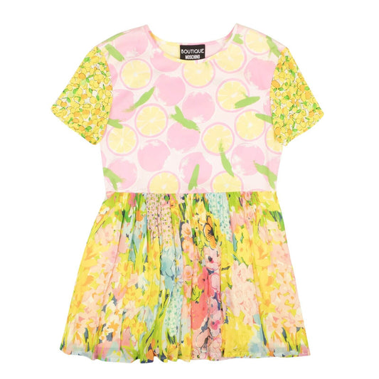NWT BOUTIQUE MOSCHINO Multi Floral Fruit Spring Silk Mini Dress