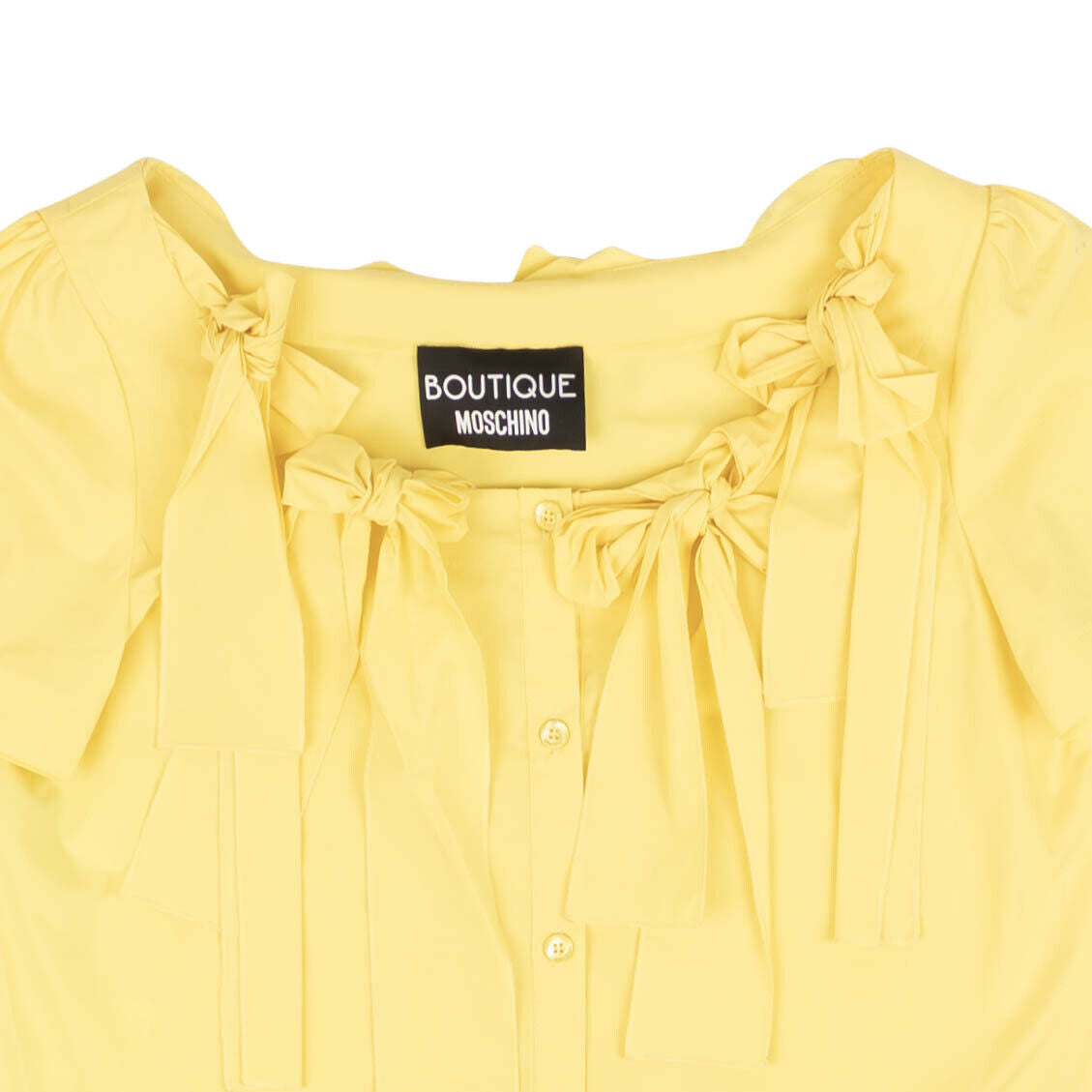 NWT BOUTIQUE MOSCHINO Yellow Bow Accented Show Sleeve Blouse