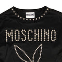 Moschino Couture Nailhead Logo Bunny Silk Dress - Pink