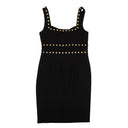 Black Gold Stud Accent Sweatheart Dress