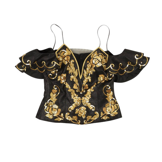 NWT MOSCHINO COUTURE Black Sequin Embroidered Top