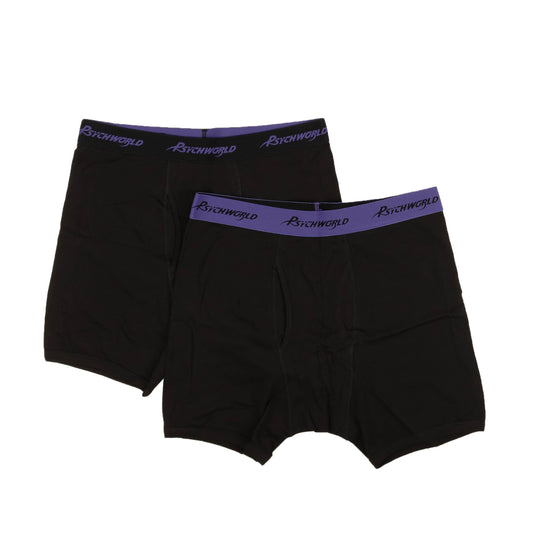 Psychworld Logo Band Boxer Shorts 2 Pack - Black/Purple