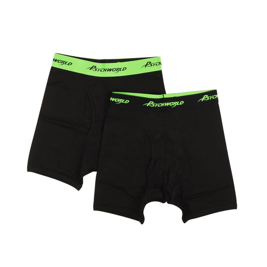 Psychworld Logo Band Boxer Shorts 2 Pack - Black/Green