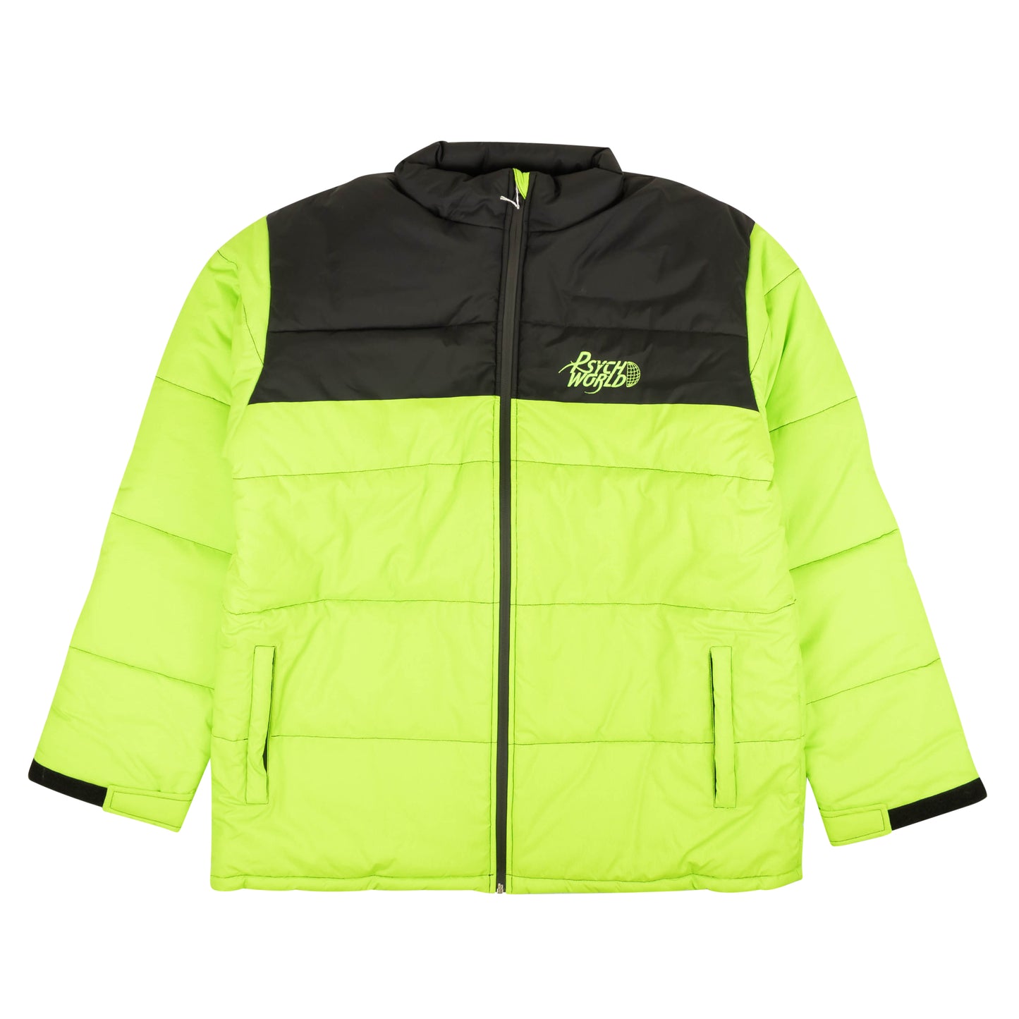 Psychworld Logo Puffer Jacket - Lime