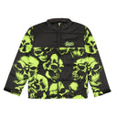 Psychworld Skull Print Puffer - Black/Lime