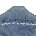BOUTIQUE MOSCHINO BLUE DENIM EYELET RUFFLE SLEEVELESS VEST