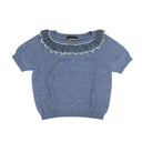 Blue Denim Eyelet Ruffle Sweater
