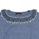 Blue Denim Eyelet Ruffle Sweater
