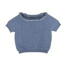 Blue Denim Eyelet Ruffle Sweater