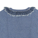 Blue Denim Eyelet Ruffle Sweater