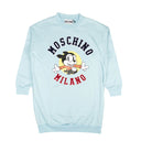 MOSCHINO COUTURE LIGHT BLUE CREWNECK LOGO SWEATSHIRT DRESS
