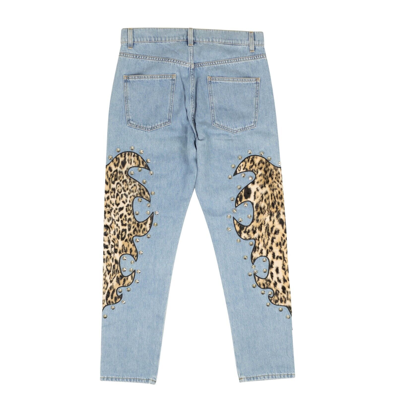 Moschino Couture Jeans With Leopard Flame Detail - Blue/Leopard