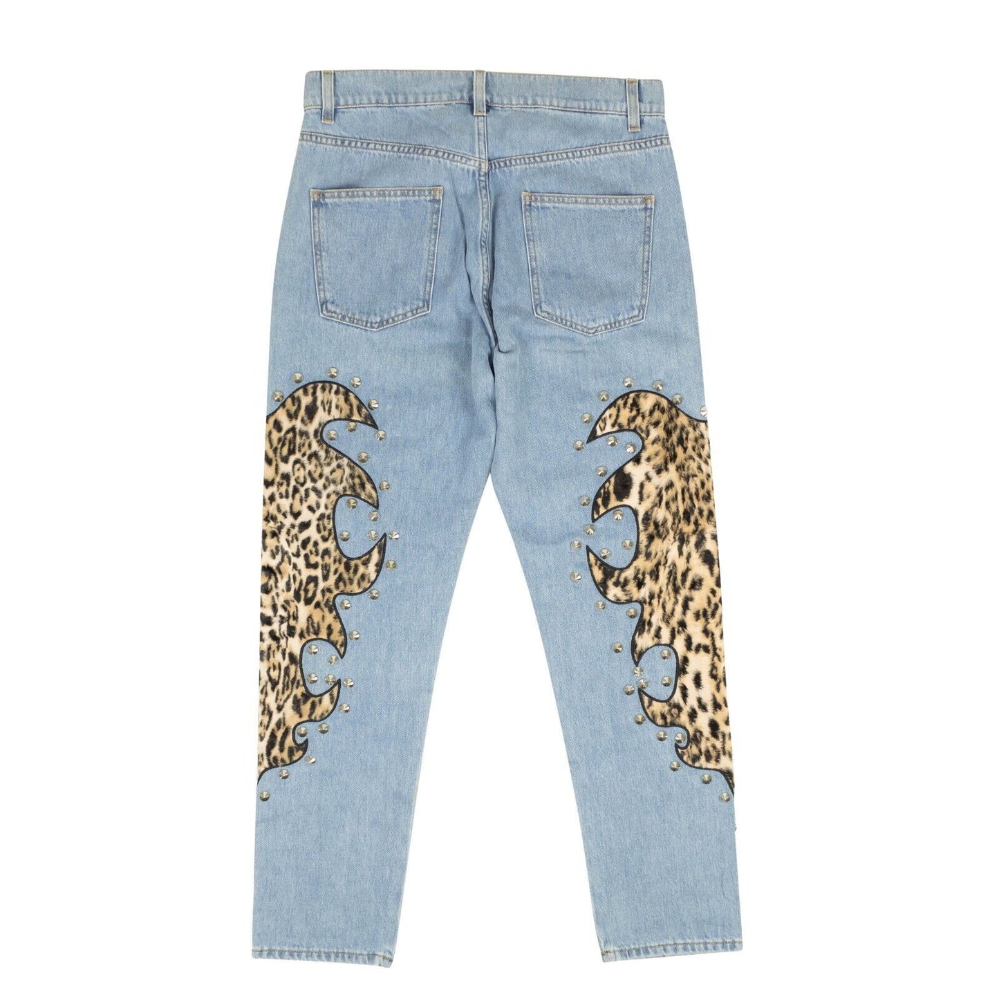 NWT MOSCHINO COUTURE Blue Leopard Flame Detail Jeans