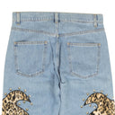 MOSCHINO COUTURE BLUE LEOPARD FLAME DETAIL JEANS