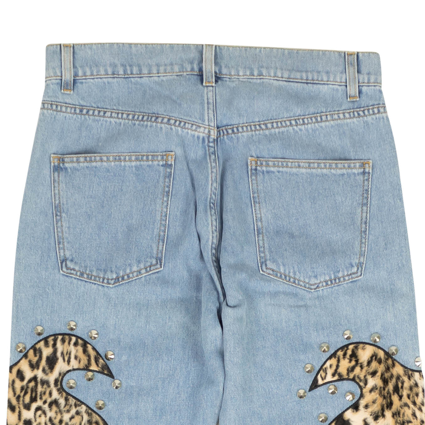 NWT MOSCHINO COUTURE Blue Leopard Flame Detail Jeans