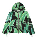 Green Banana Leaves Hooded Parka Jacket