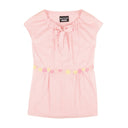 Pink Tie Bow Striped Crochet Flower Dress