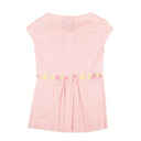 Pink Tie Bow Striped Crochet Flower Dress