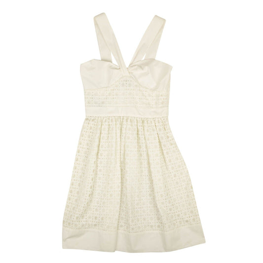 NWT BOUTIQUE MOSCHINO White Sweetheart Lace V-Strap Dress