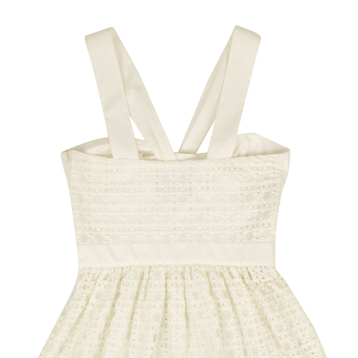 NWT BOUTIQUE MOSCHINO White Sweetheart Lace V-Strap Dress