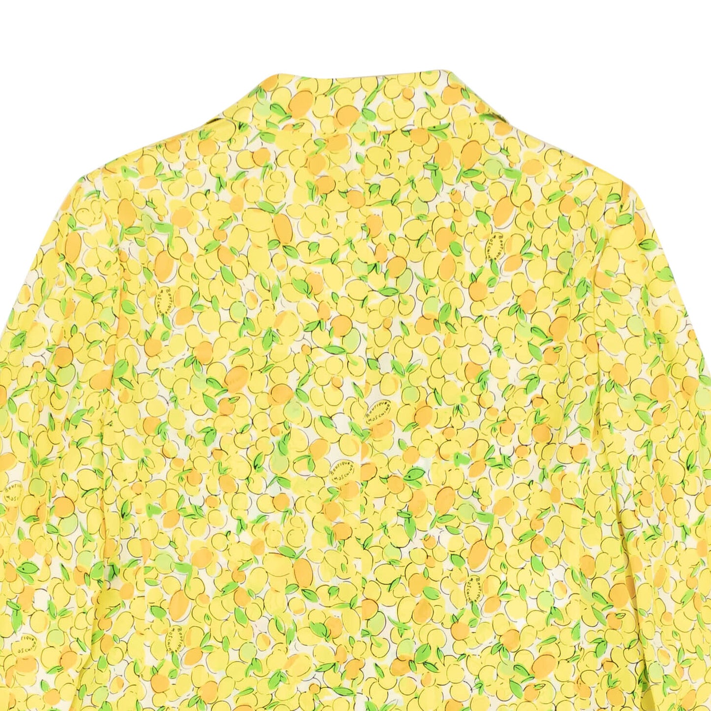 NWT BOUTIQUE MOSCHINO Yellow Lemon Print Silk Blazer Jacket