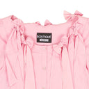 BOUTIQUE MOSCHINO PINK BOW ACCENTED SHORT SLEEVE BLOUSE