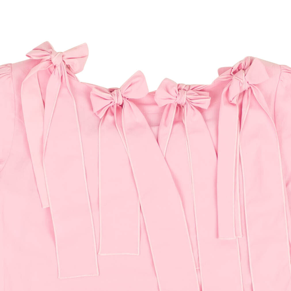 NWT BOUTIQUE MOSCHINO Pink Bow Accented Short Sleeve Blouse