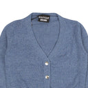 Blue Denim Eyelet Ruffle V-Neck Cardigan