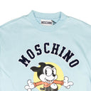 MOSCHINO COUTURE LIGHT BLUE CREWNECK LOGO SWEATSHIRT DRESS