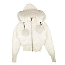 Women's Pearl White Bomber Down Jacket
