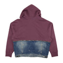 Purple And Denim Horizontal Zipper Hoodie