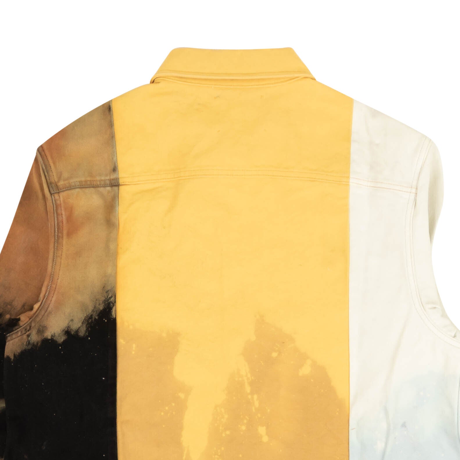 424 On Fairfax Oversized Color Block Denim Shirt - Yellow/Brown