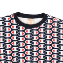 Champion All Over Logo Crewneck - Navy/Red/White