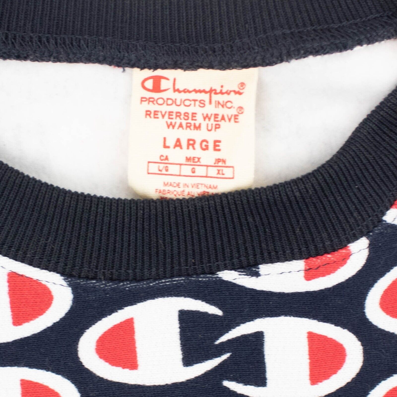 Champion All Over Logo Crewneck - Navy/Red/White