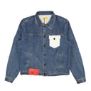 Pyer Moss Blue & White Leather Pocket Denim Jacket