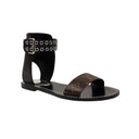 Black Leather Logo Passenger Flat Sandals
