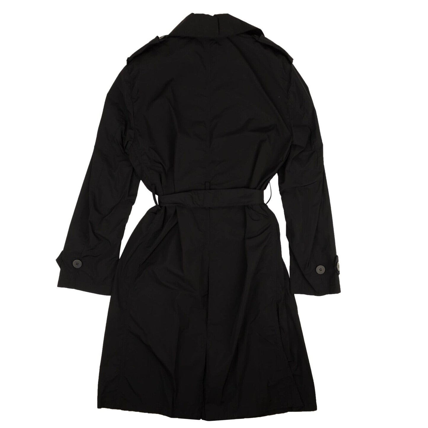 424 On Fairfax Long Wool Blend Trench Coat - Black