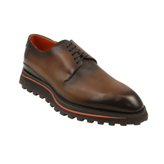 Brown Leather Lace Up Derby Shoes