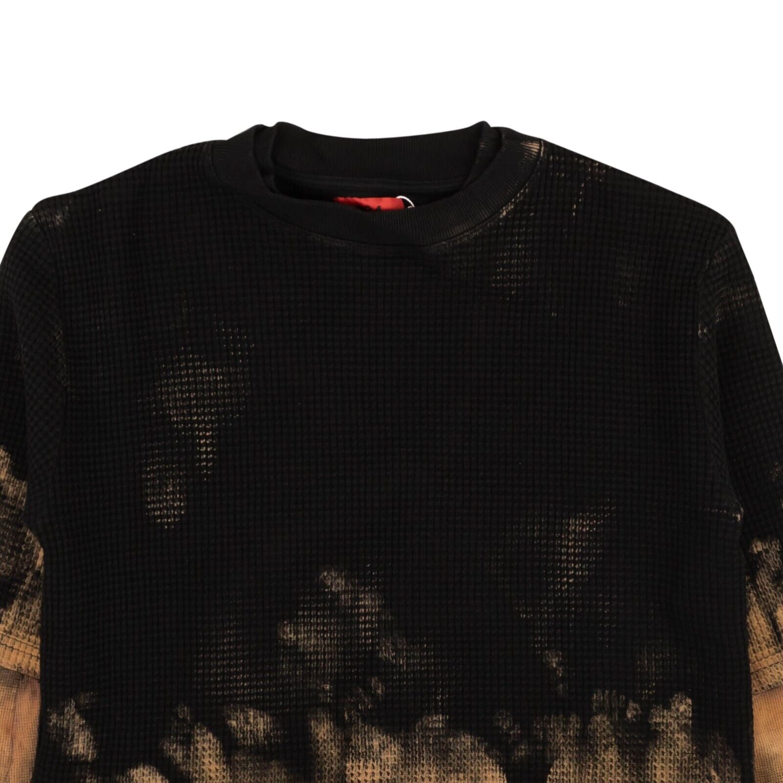 424 On Fairfax Waffle Knit Double Layer T-Shirt - Black/Brown