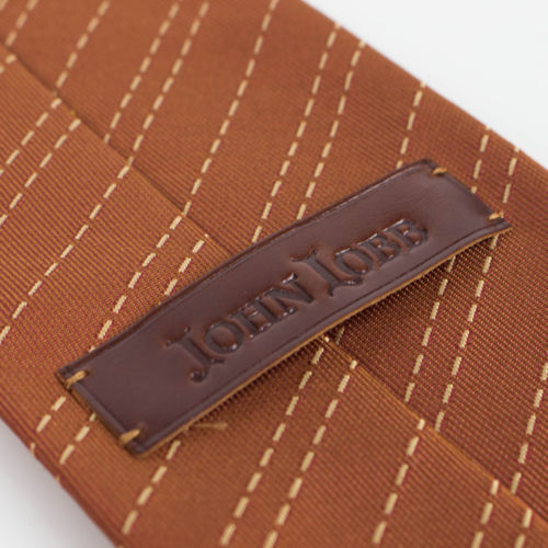 John Lobb Silk Striped Neck Tie - Camel Brown