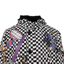 Black And White Checkered Sticker Design Parka Coat