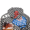 Black And White Checkered Sticker Design Parka Coat