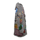 Black And White Checkered Sticker Design Parka Coat