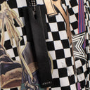 Black And White Checkered Sticker Design Parka Coat