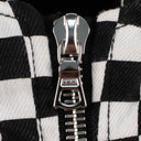 Black And White Checkered Sticker Design Parka Coat