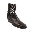 Black Lattice Mule Ankle Boots